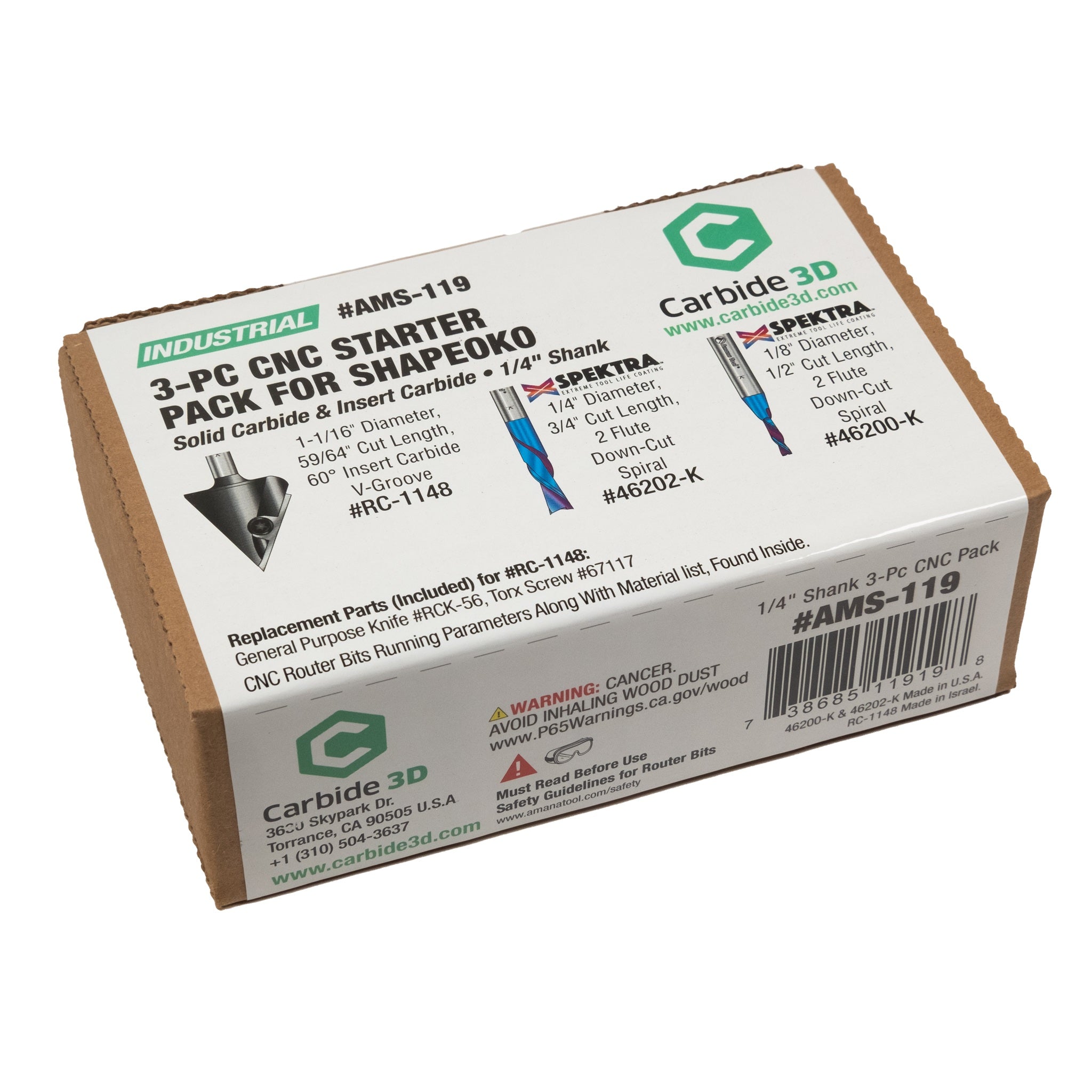 Amana AMS-119: CNC 3-PC Starter Pack for Shapeoko